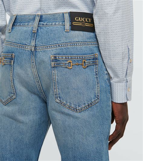 gucci blue studded scribble jeans|Gucci straight leg jeans.